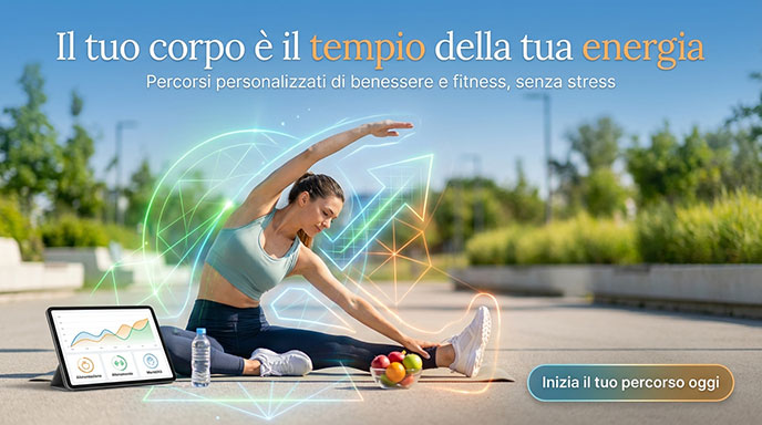 Donna che pratica yoga al tramonto, simbolo di benessere fisico e mentale.
